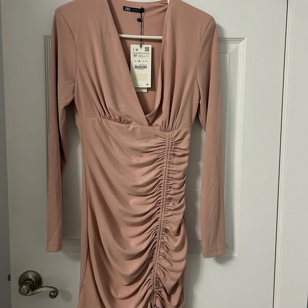 Zara Women's Pink Ruched Dress